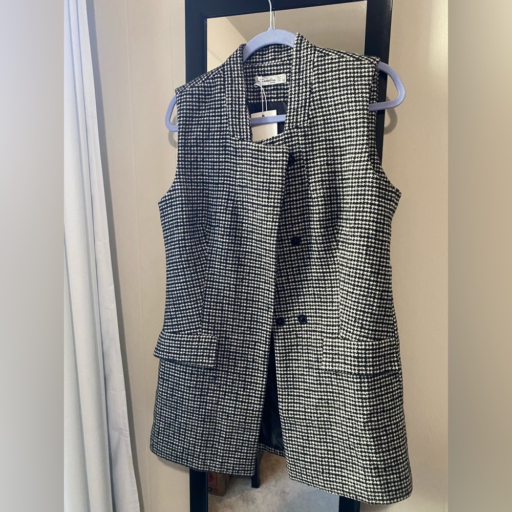 houndstooth wool vest coat